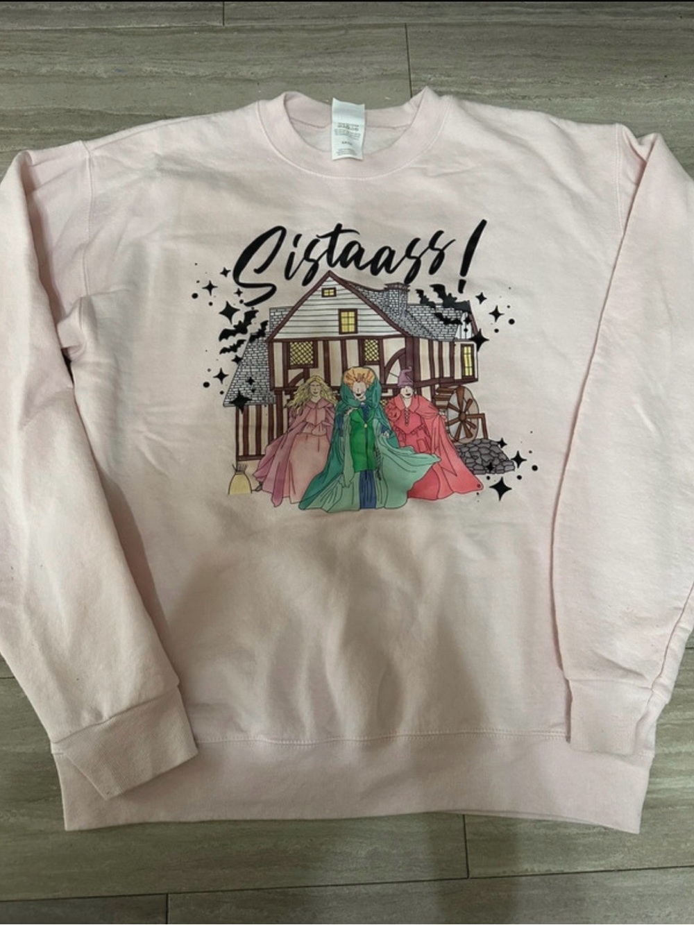 Hanes Light Pink "Sistaass!" Graphic Crewneck Sweatshirt